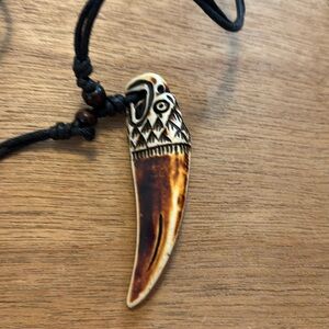 Pasefica tribal tooth pendant necklace NWT